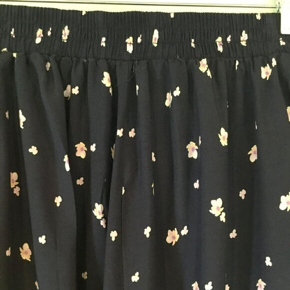 Yado Women's Vintage Cropped Palazzo Pull-On Pants Navy and Lavender Size Large - Picture 7 of 9